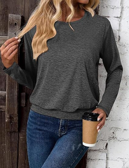 Women's fashionable round neck tops