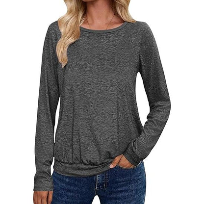 Women's fashionable round neck tops