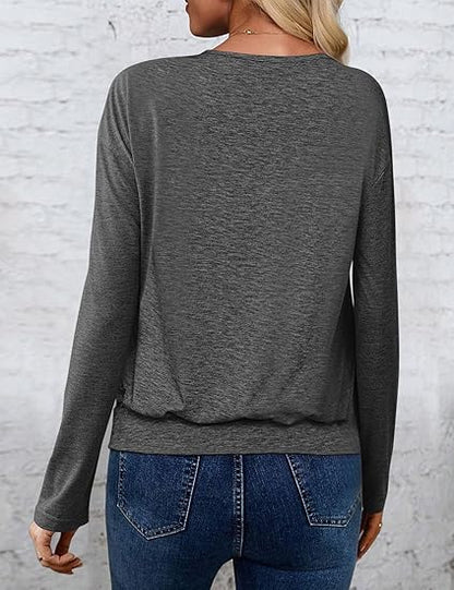 Women's fashionable round neck tops